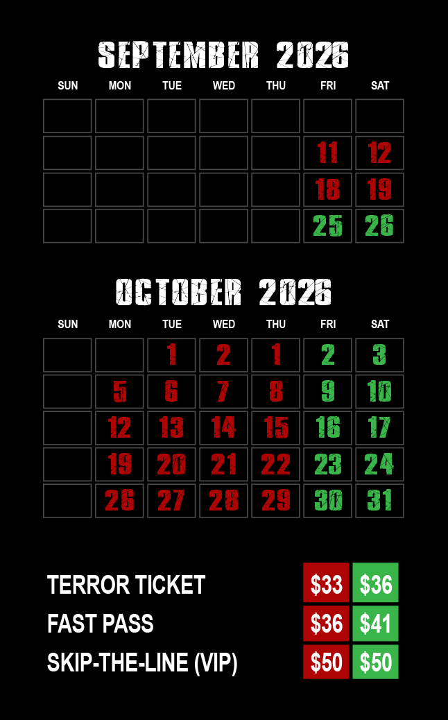 Idaho Haunted House Schedule
