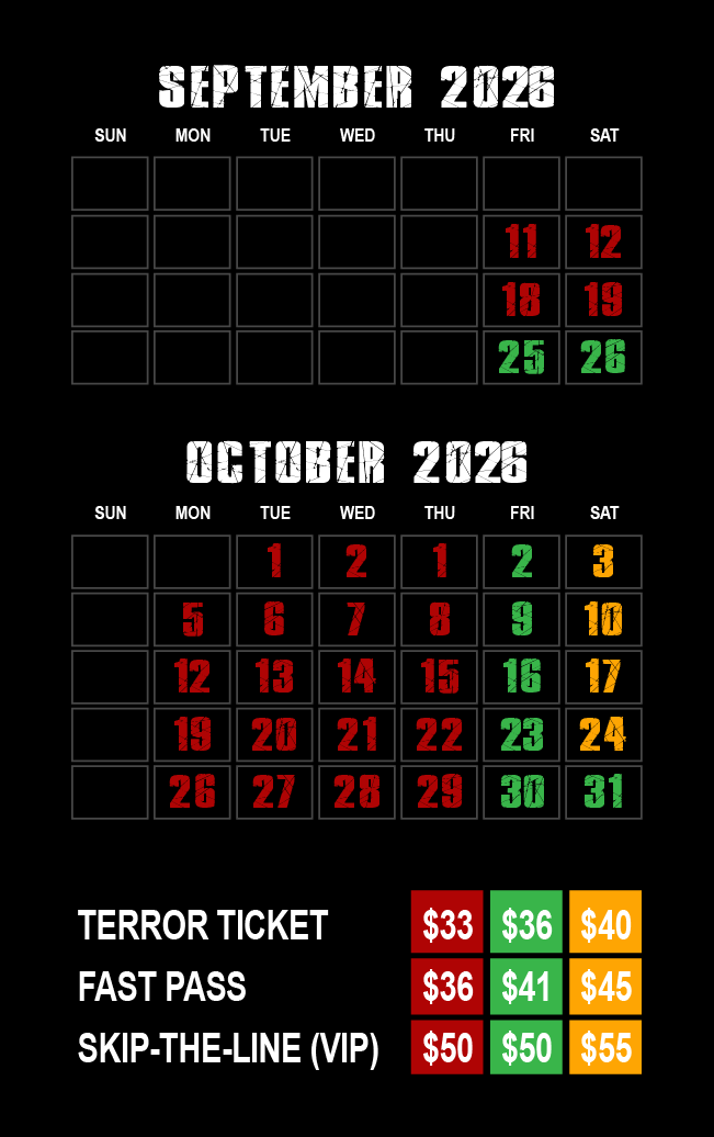 Idaho Haunted House Schedule